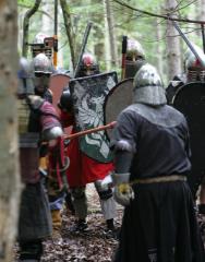 Sir Signy Henri fends off Black Talon during the Heavy Weapons Woods Battle Woods battle